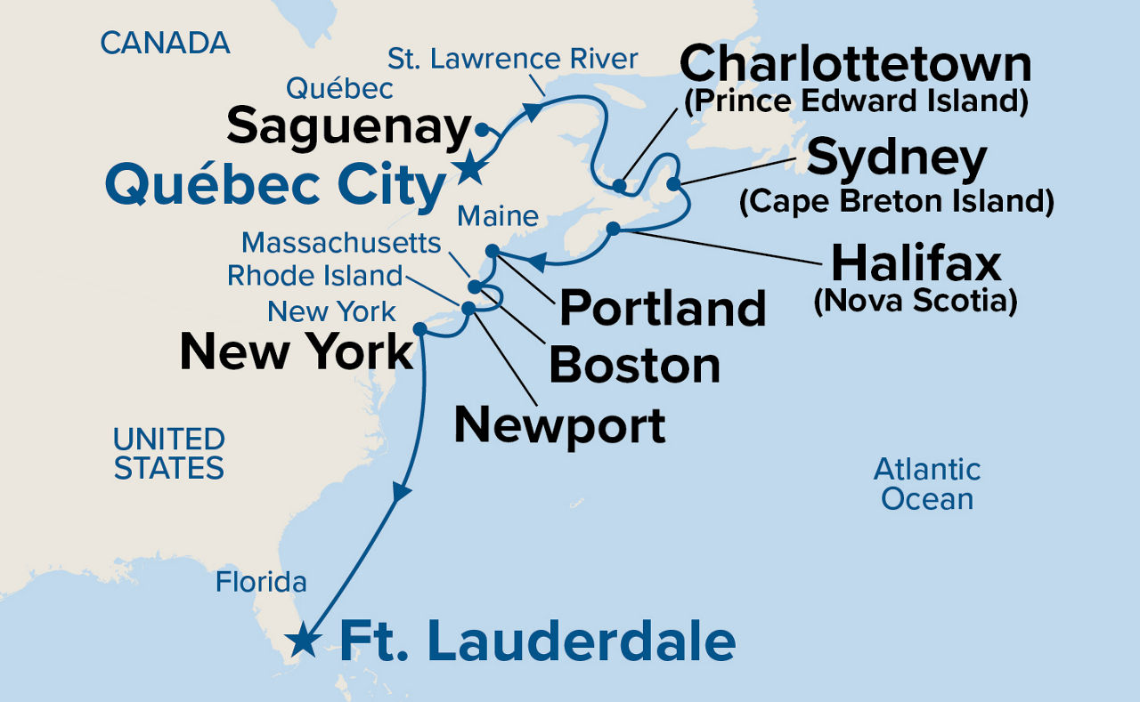 Canada & Colonial America — Itinerary Map