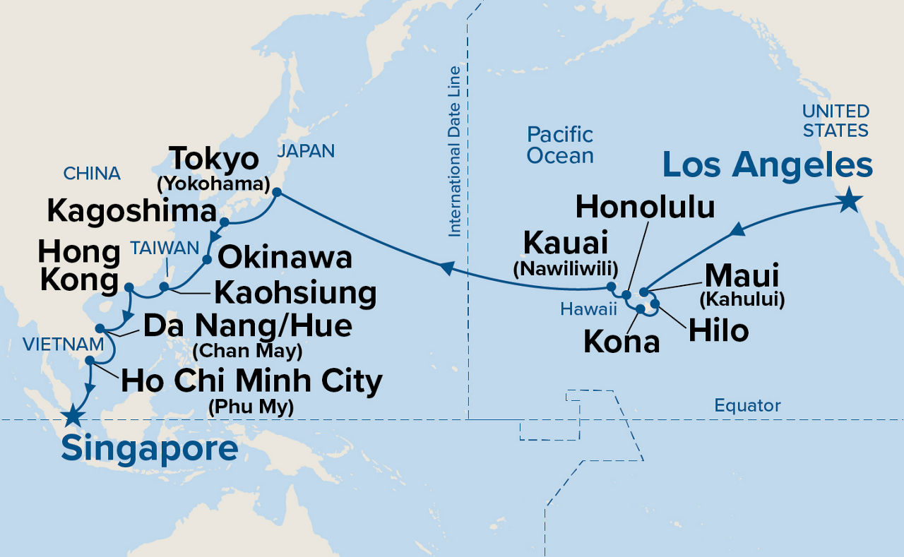 Hawaii, Japan & Southeast Asia Grand Adventure — Itinerary Map