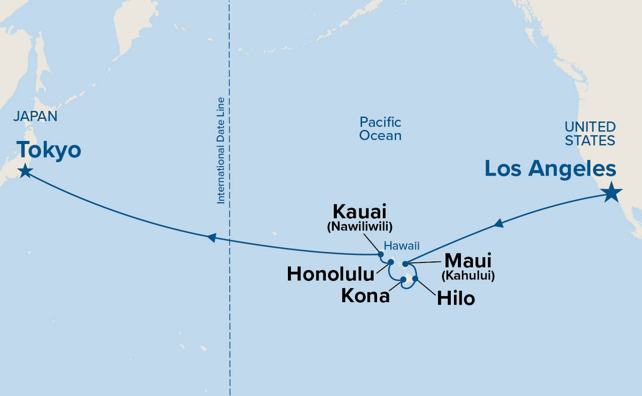 Hawaii & Japan Pacific Crossing — Itinerary Map