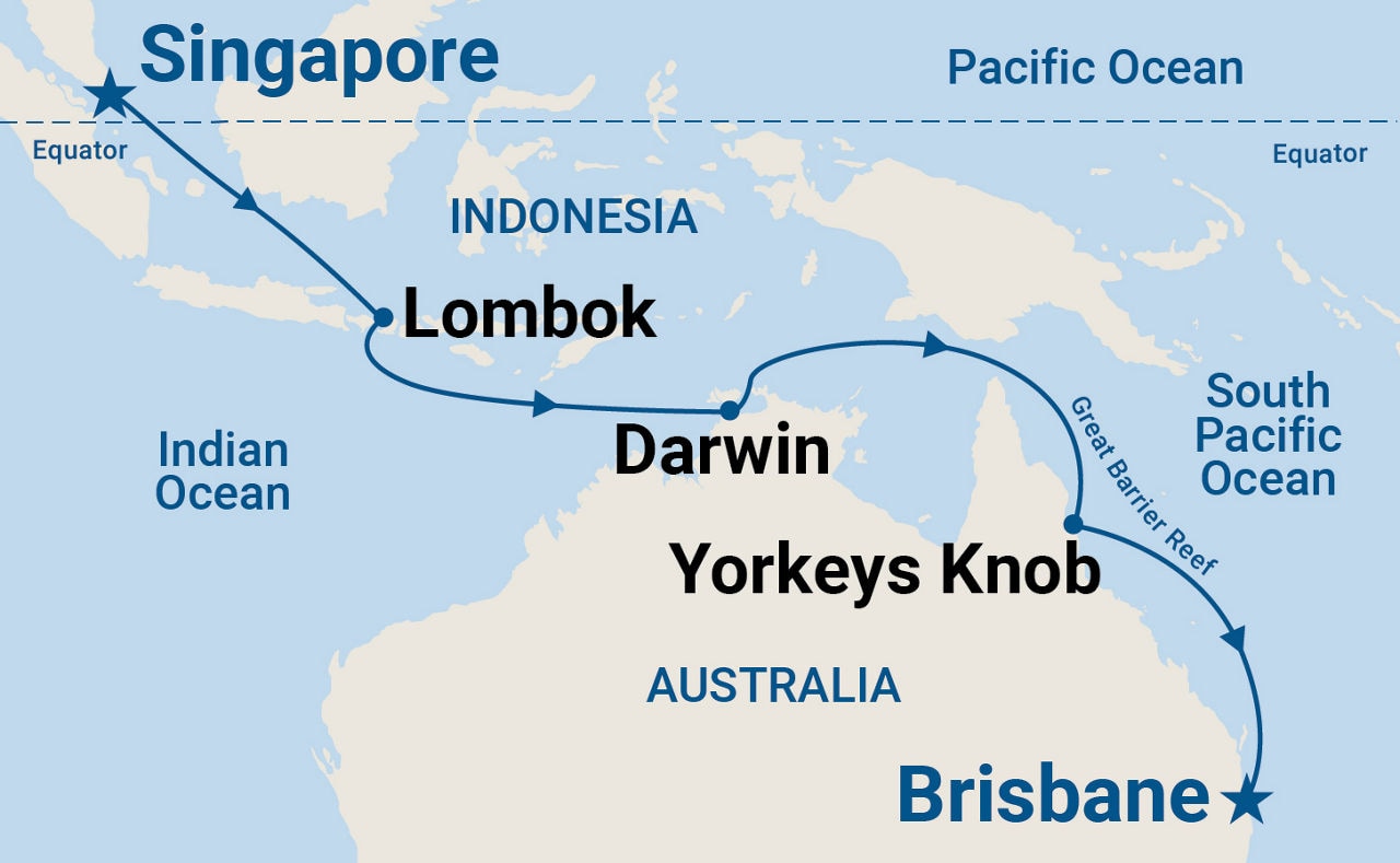 Asia & Australia — Itinerary Map