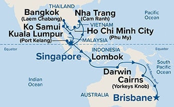 Asia & Australia — Itinerary Map