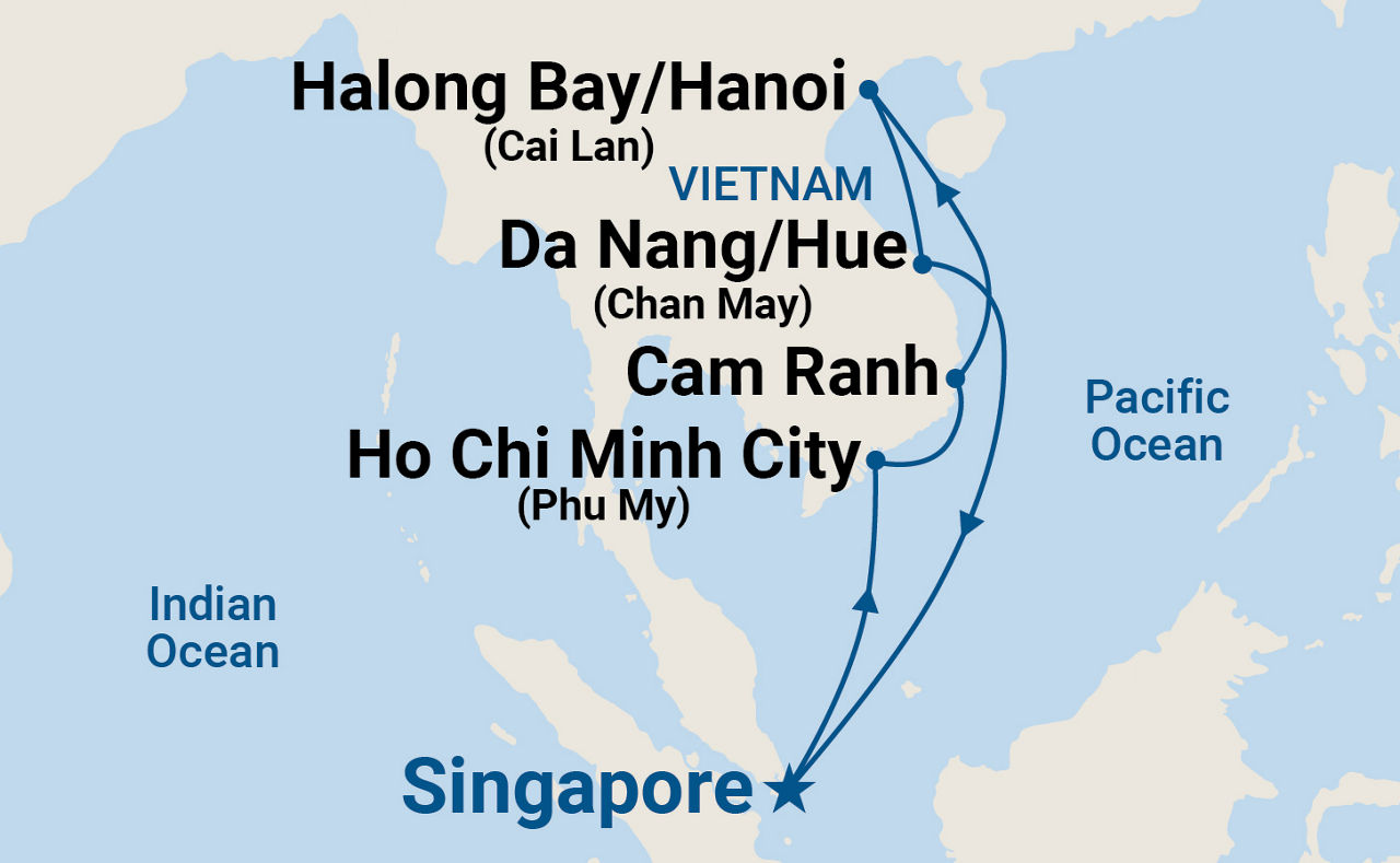 Vietnam with Halong Bay — Itinerary Map