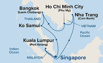 Malaysia, Thailand & Vietnam — Itinerary Map
