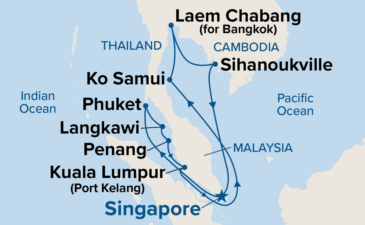 Malaysia & Thailand — Itinerary Map
