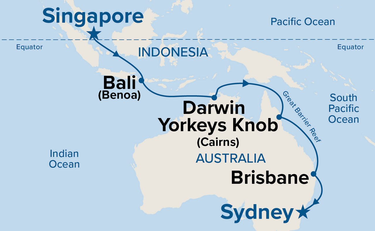 Asia & Australia — Itinerary Map
