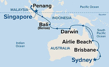 Asia & Australia — Itinerary Map