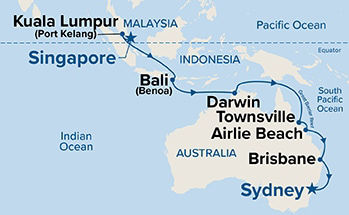Asia & Australia — Itinerary Map
