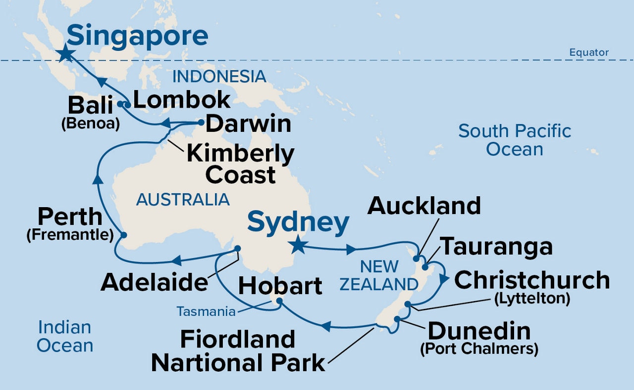 Australia & Southeast Asia — Itinerary Map