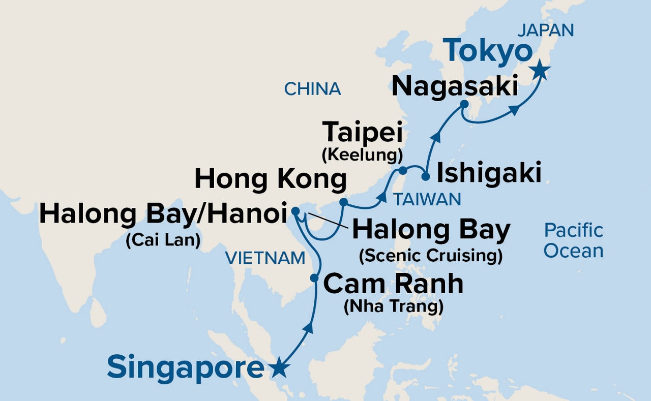 Southeast Asia & Japan with Halong Bay — Itinerary Map
