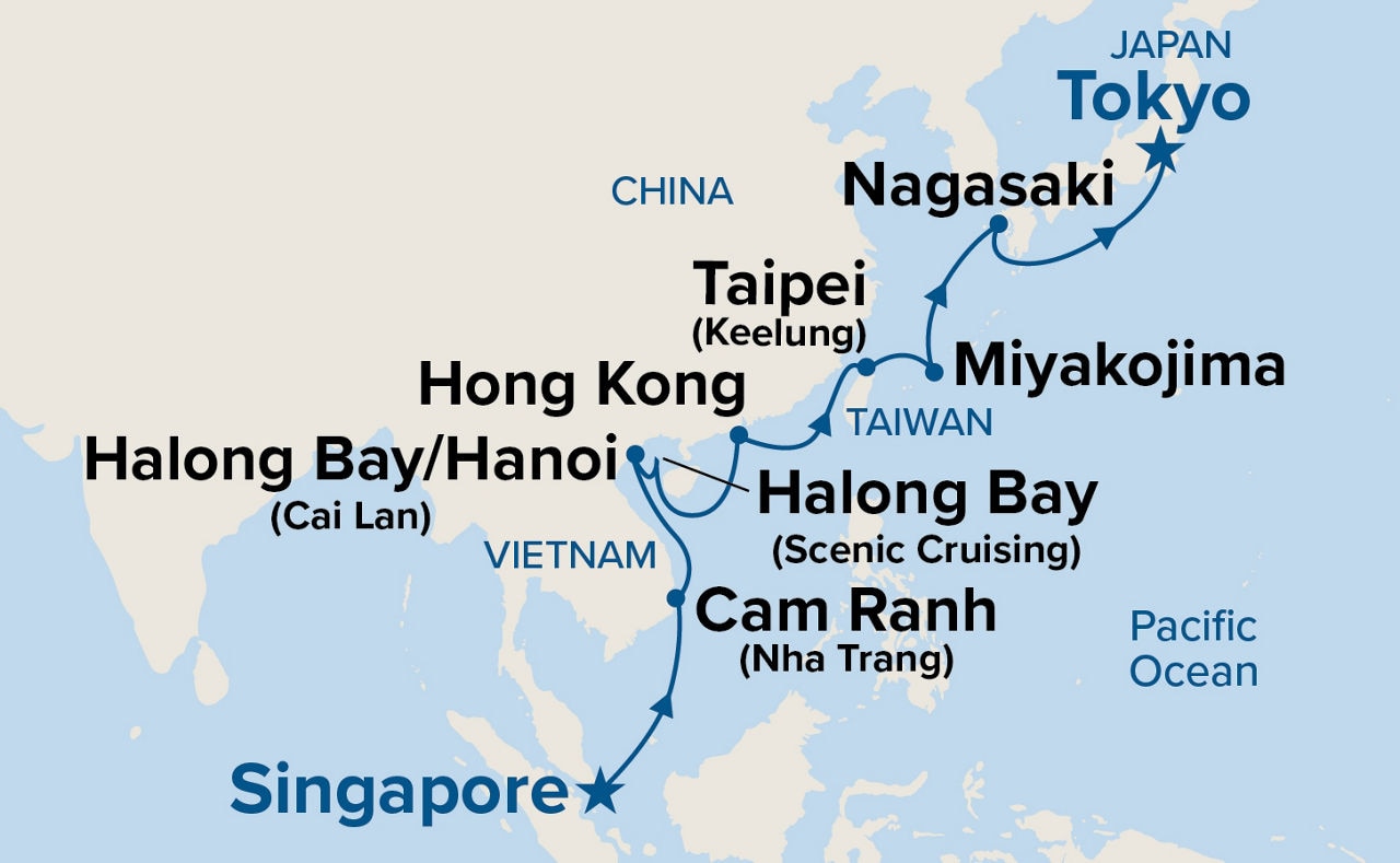 Southeast Asia & Japan with Halong Bay — Itinerary Map