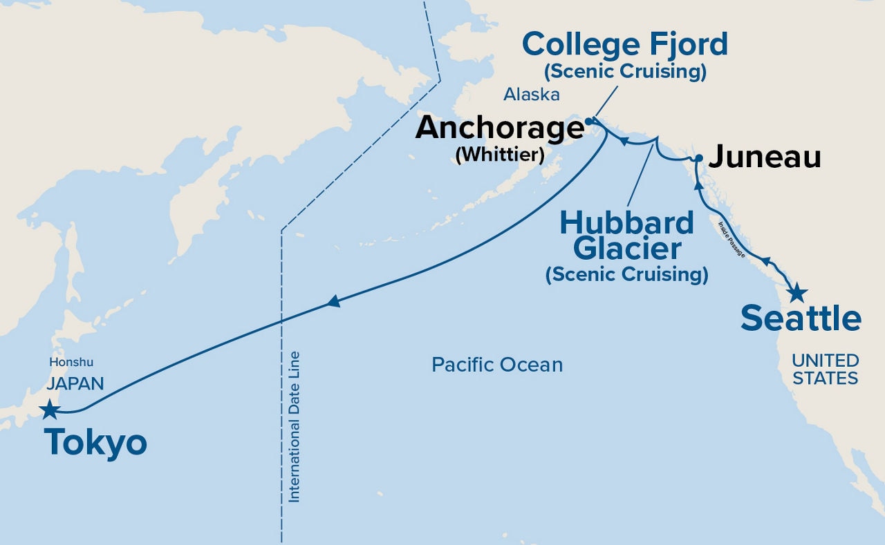 Alaska & North Pacific Crossing — Itinerary Map