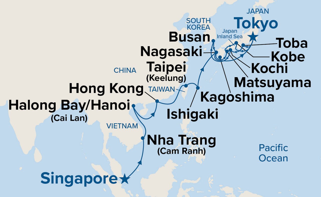 Southeast Asia & Japan with Halong Bay — Itinerary Map