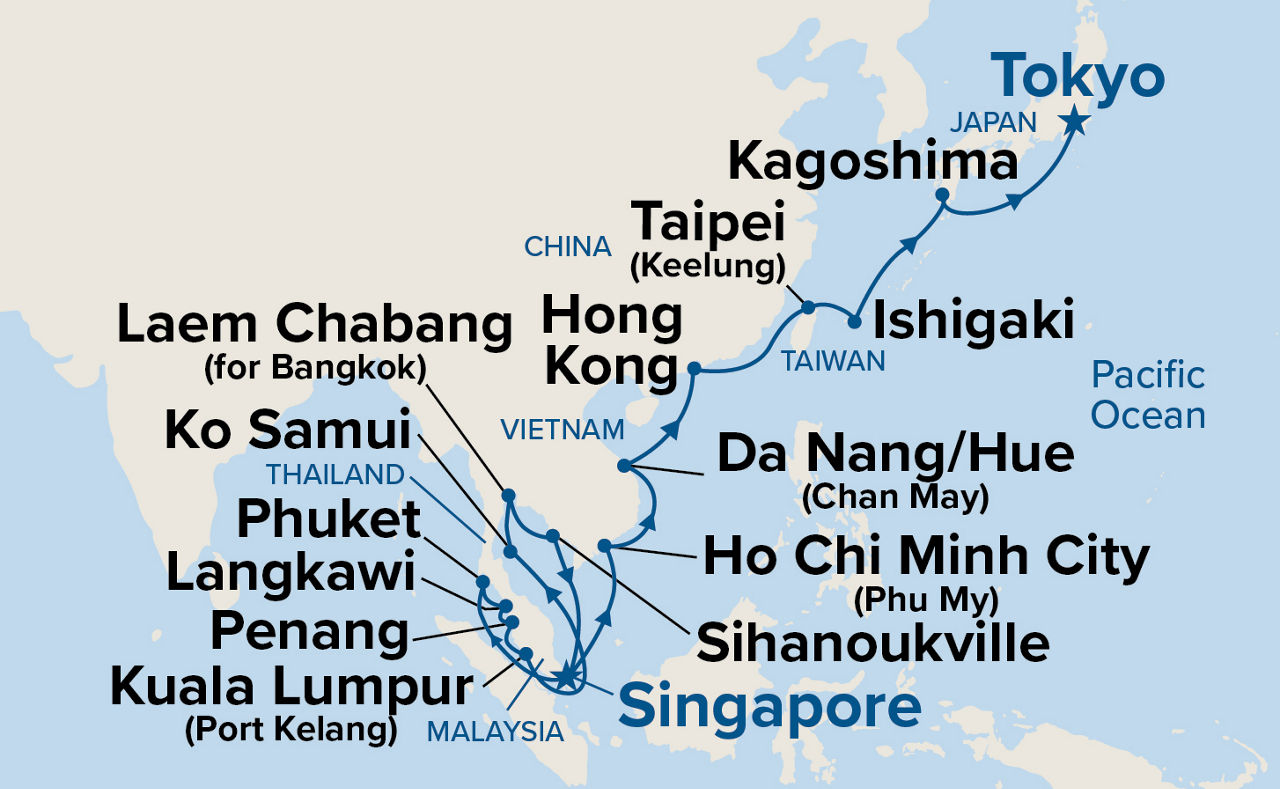 Southeast Asia & Japan — Itinerary Map