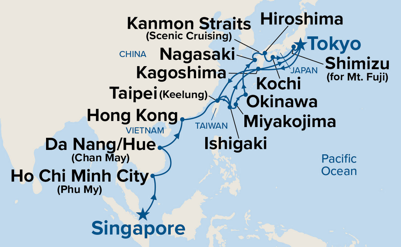 Japan & Southeast Asia — Itinerary Map