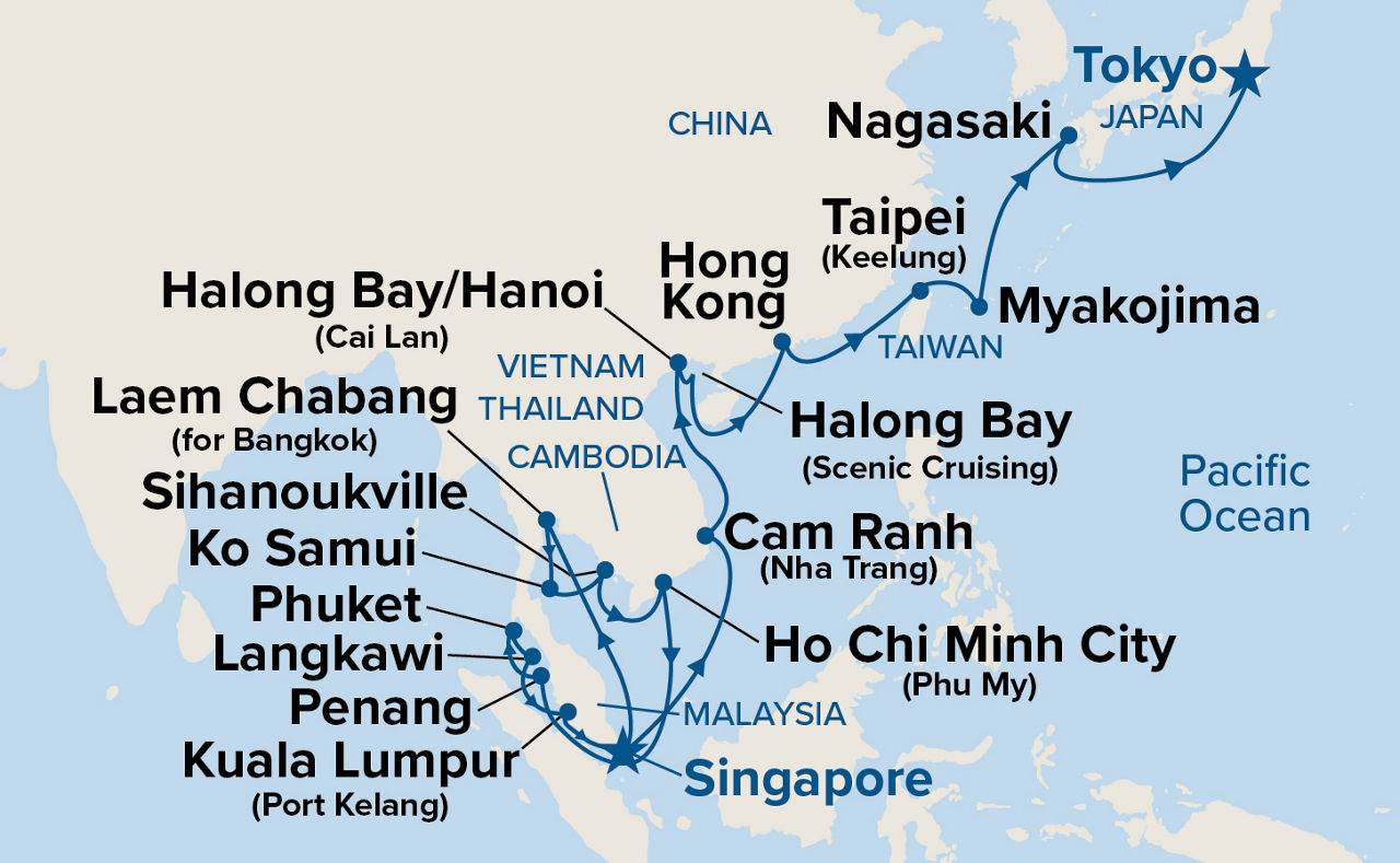 Japan & Southeast Asia Grand Adventure — Itinerary Map