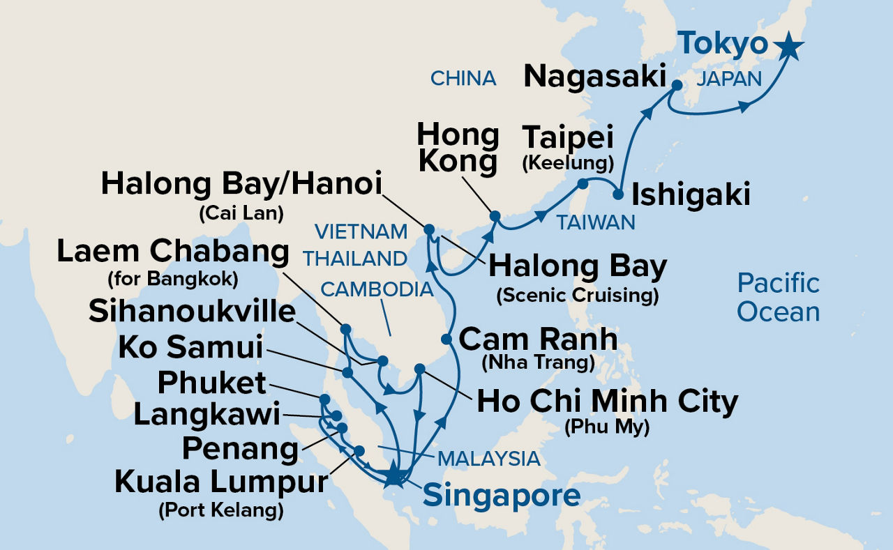 Japan & Southeast Asia Grand Adventure — Itinerary Map