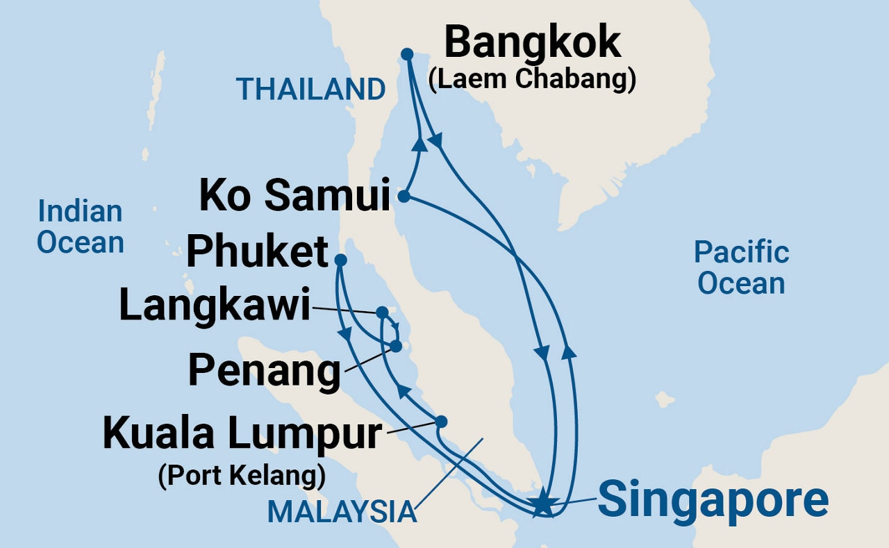 Malaysia & Thailand — Itinerary Map