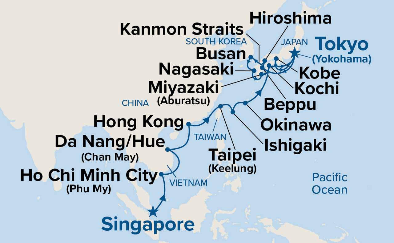 Southeast Asia & Japan — Itinerary Map