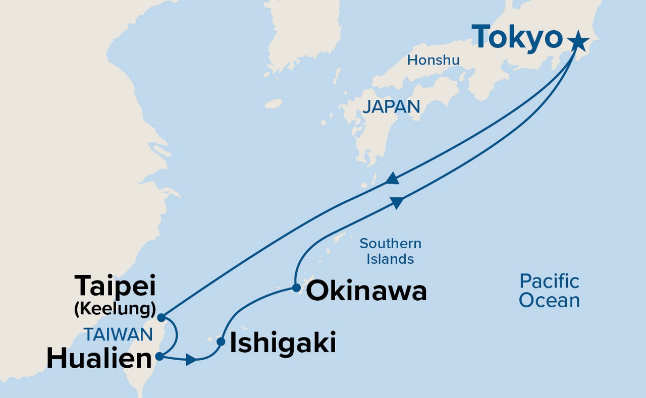 Okinawa & Taiwan — Itinerary Map