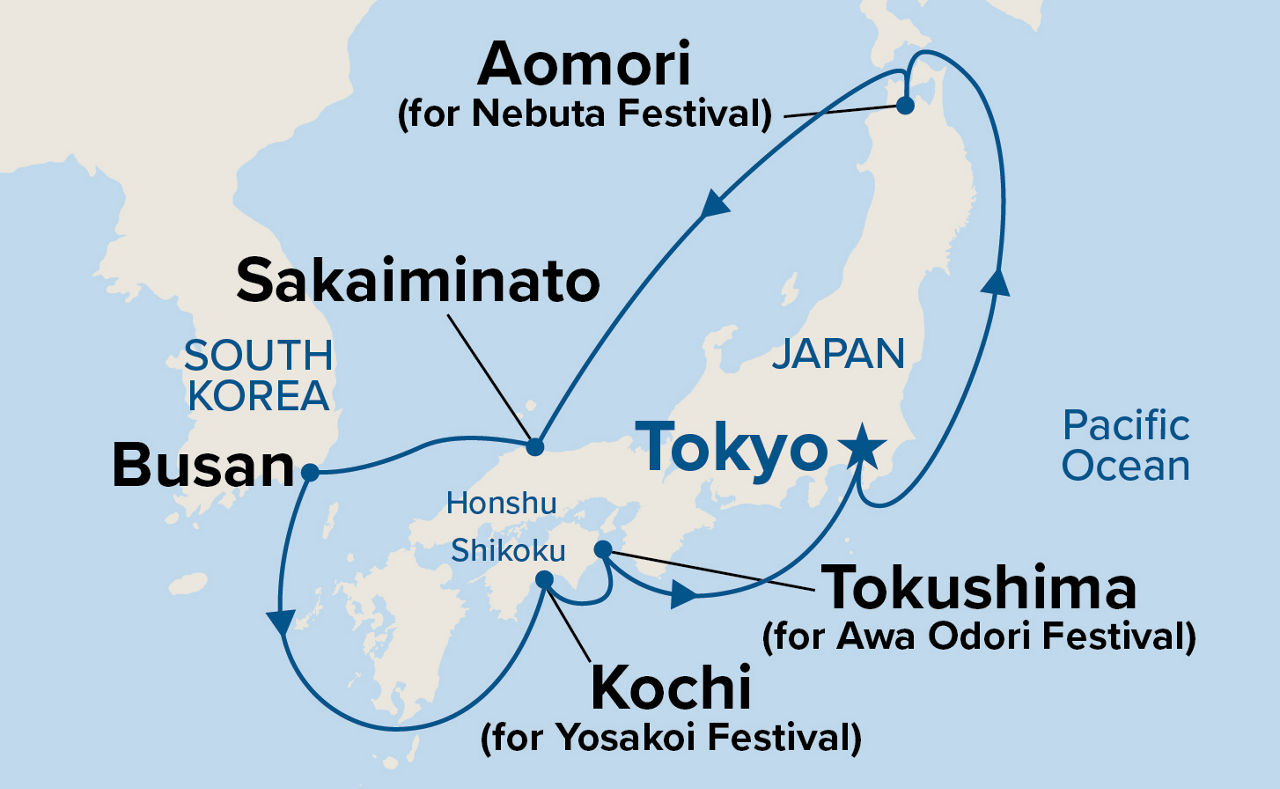 Circle Japan with Summer Festivals — Itinerary Map