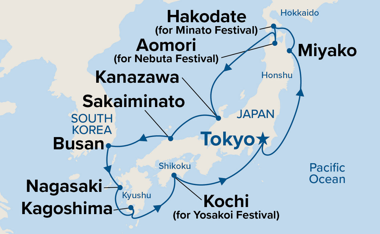 Circle Japan with Summer Festivals — Itinerary Map