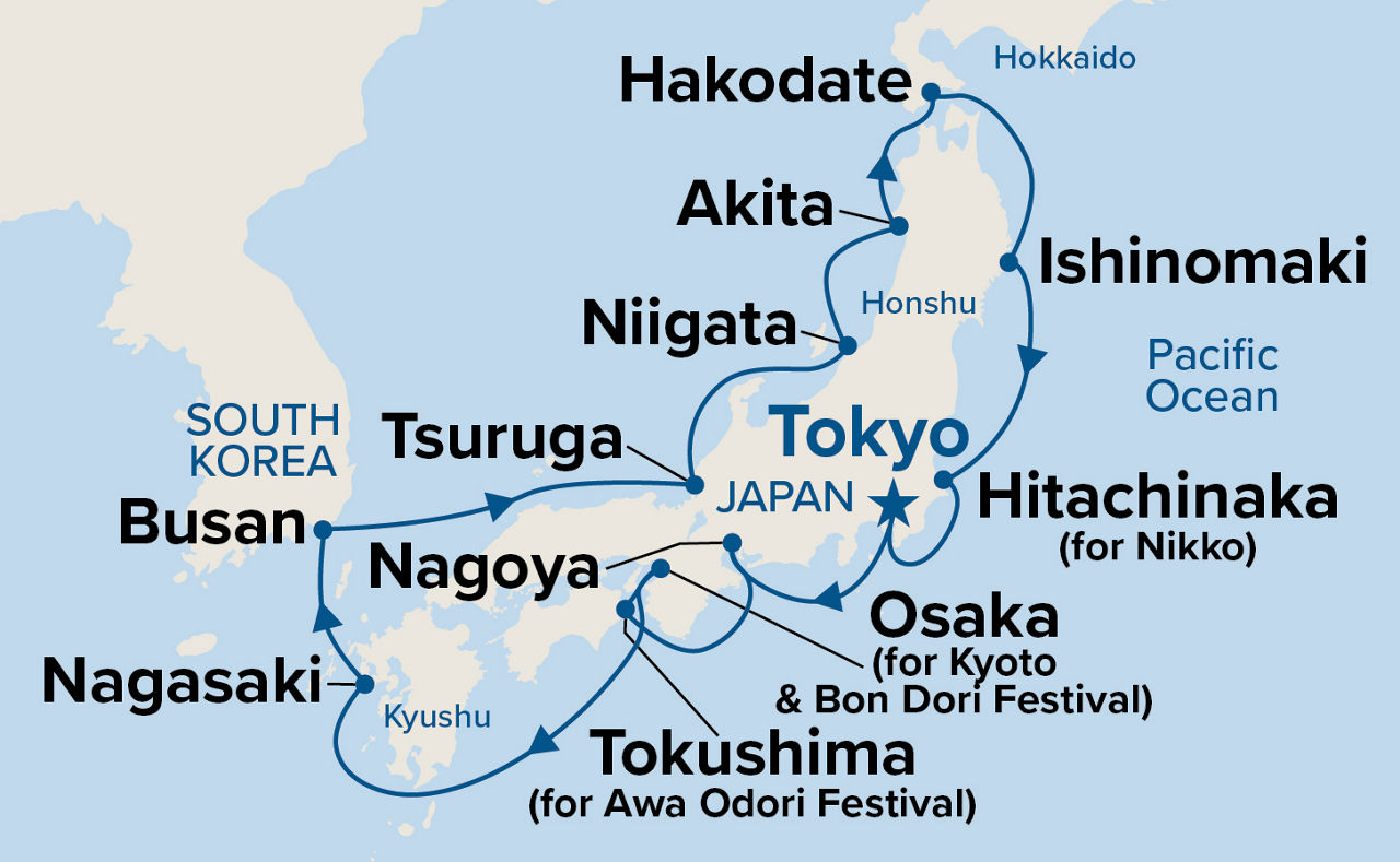 Circle Japan with Summer Festivals — Itinerary Map