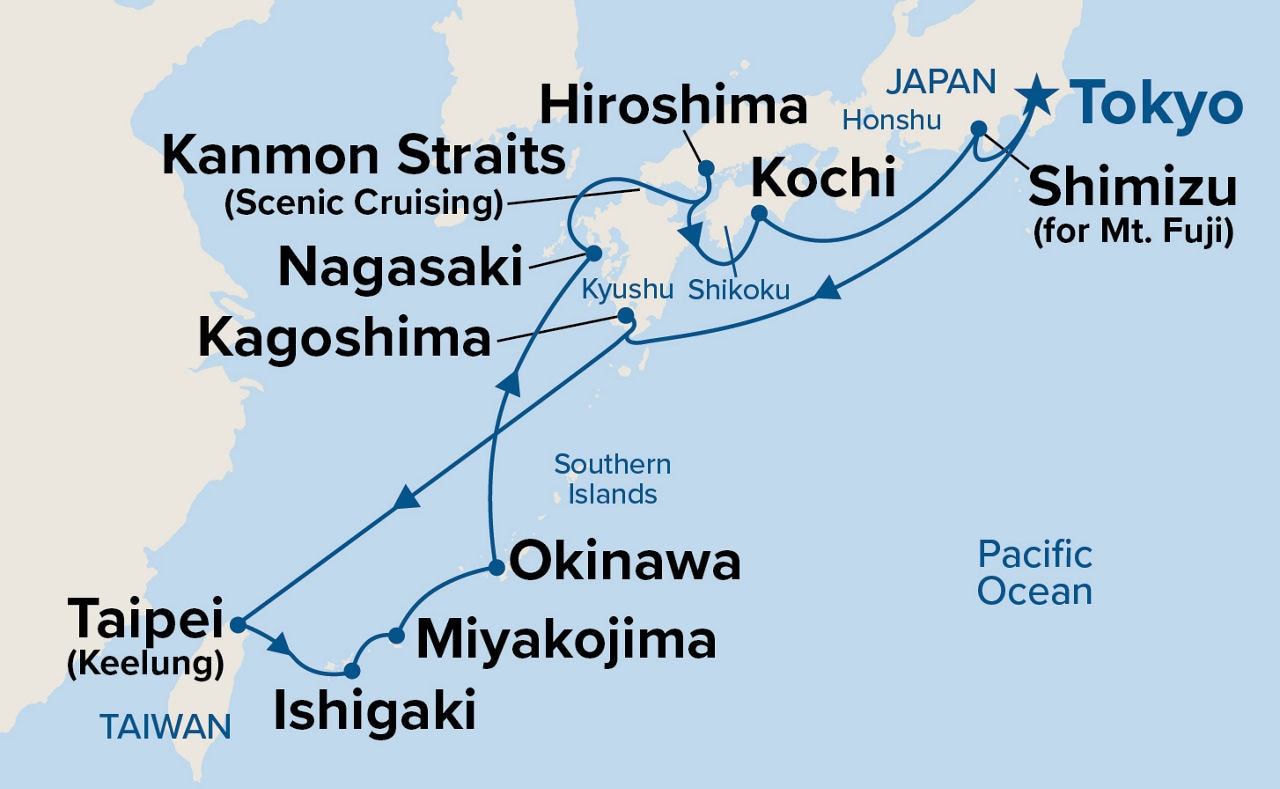 Okinawa & Taiwan — Itinerary Map