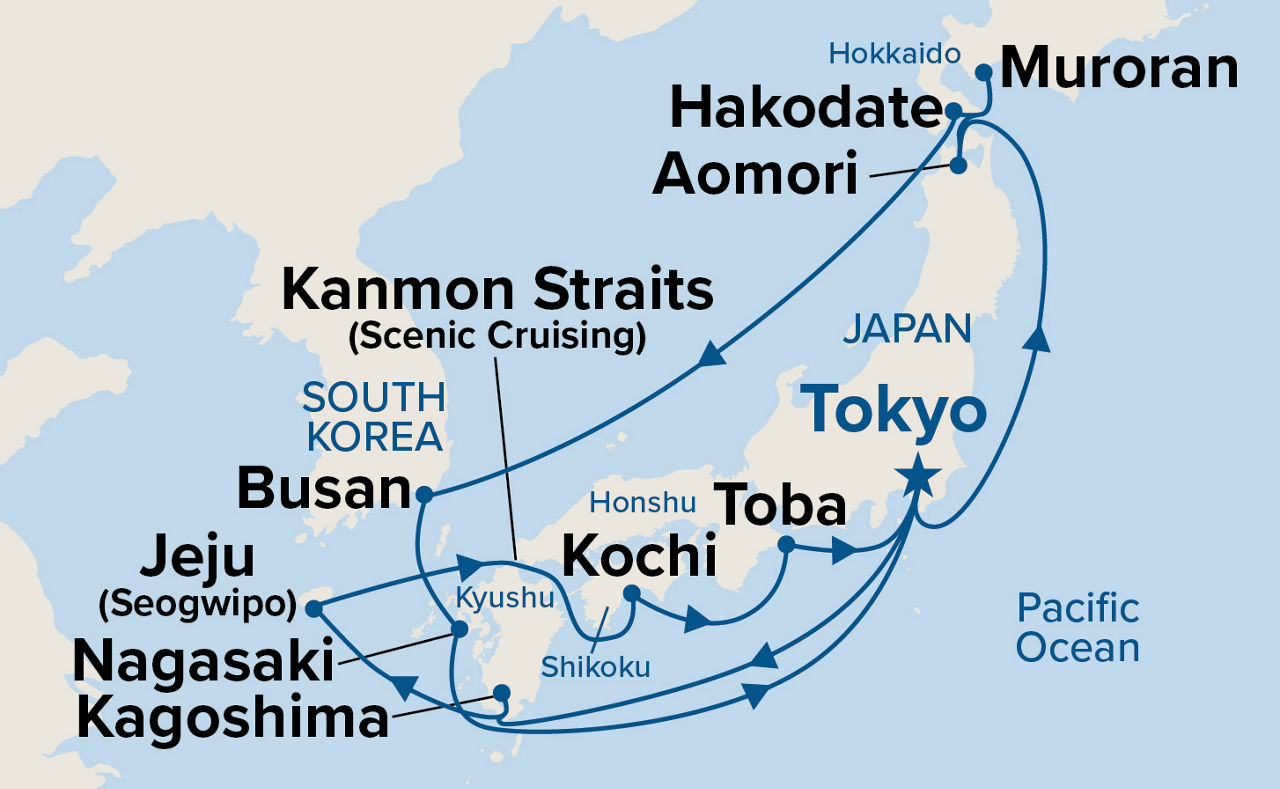 Grand Circle Japan Cherry Blossoms — Itinerary Map