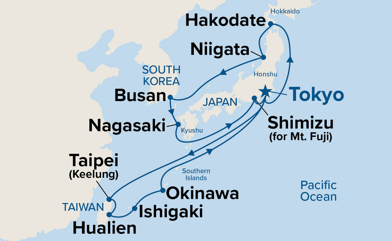 Grand Circle Japan with Okinawa & Taiwan — Itinerary Map