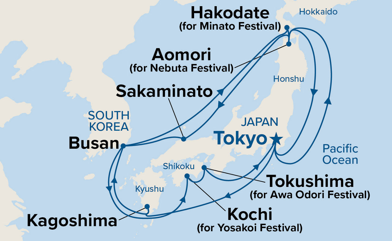 Grand Circle Japan with Summer Festivals — Itinerary Map