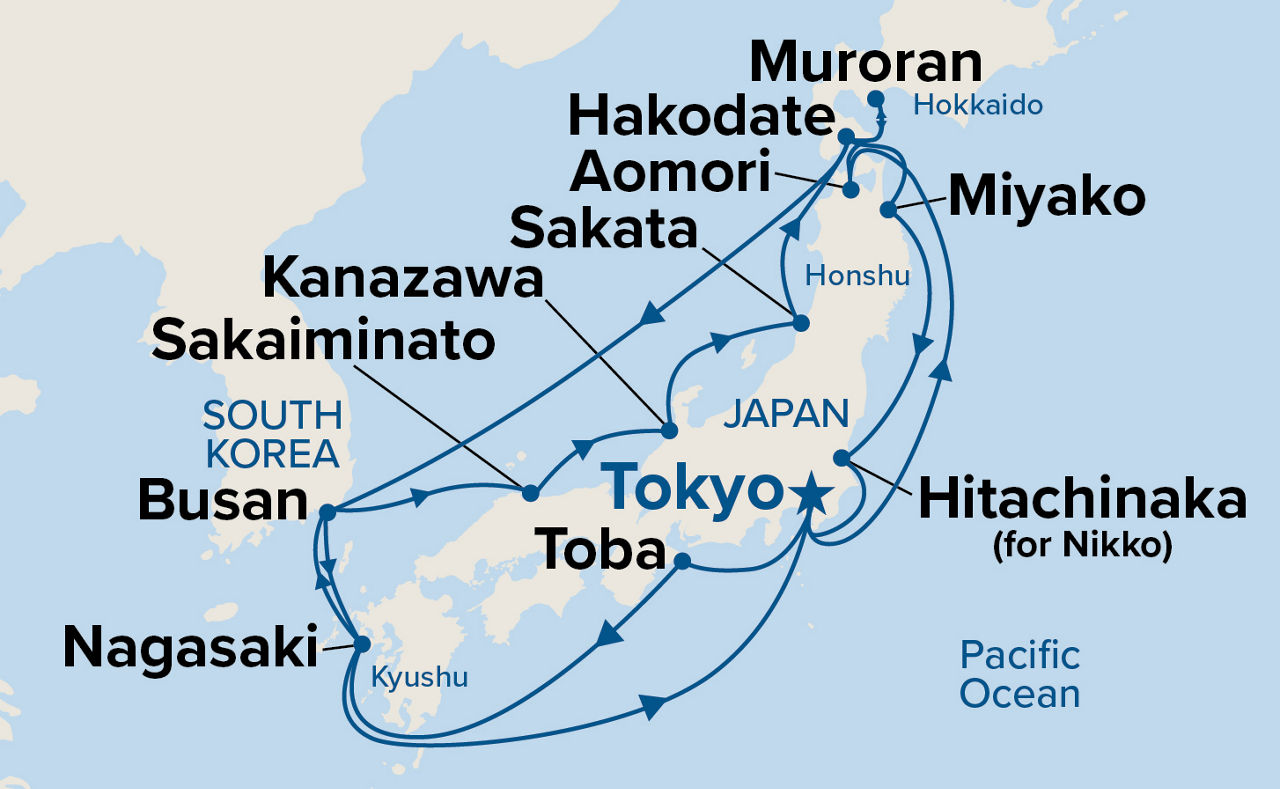 Grand Circle Japan Cherry Blossoms — Itinerary Map