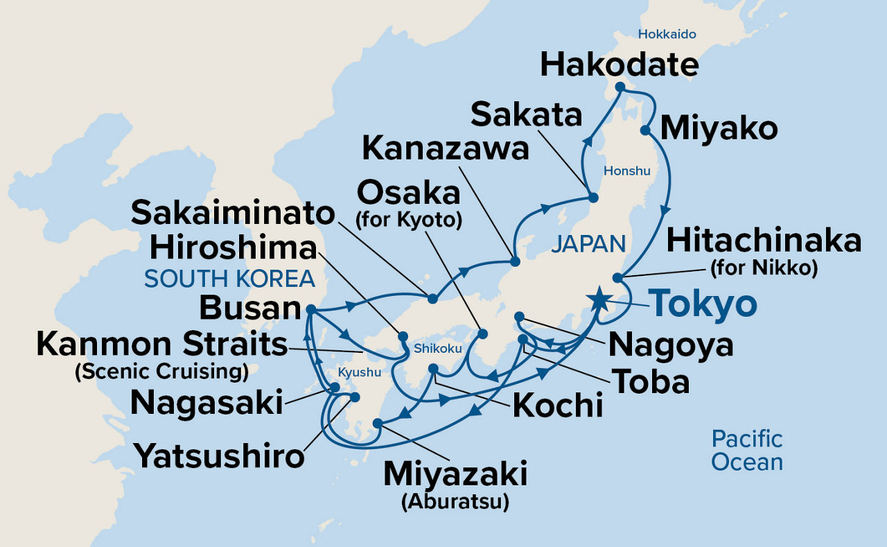 Grand Circle Japan Cherry Blossoms — Itinerary Map
