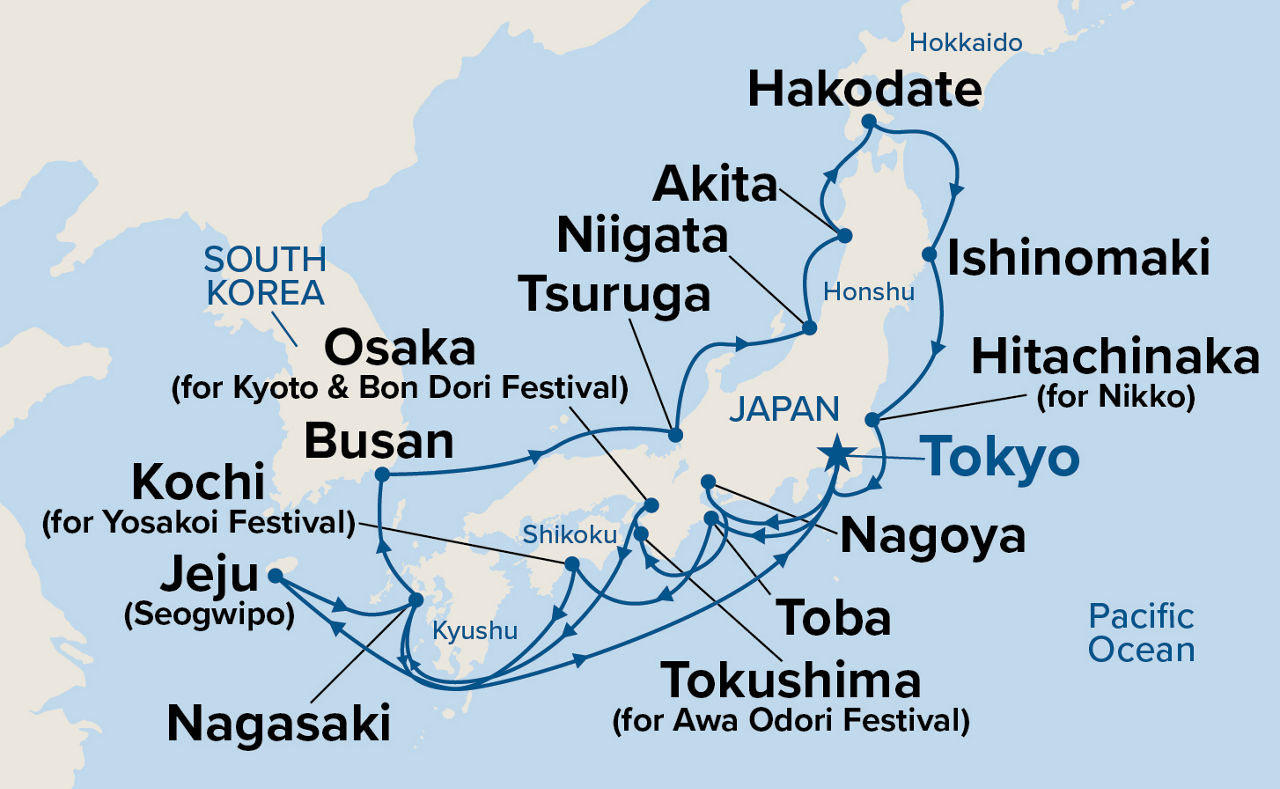Grand Circle Japan with Summer Festivals — Itinerary Map