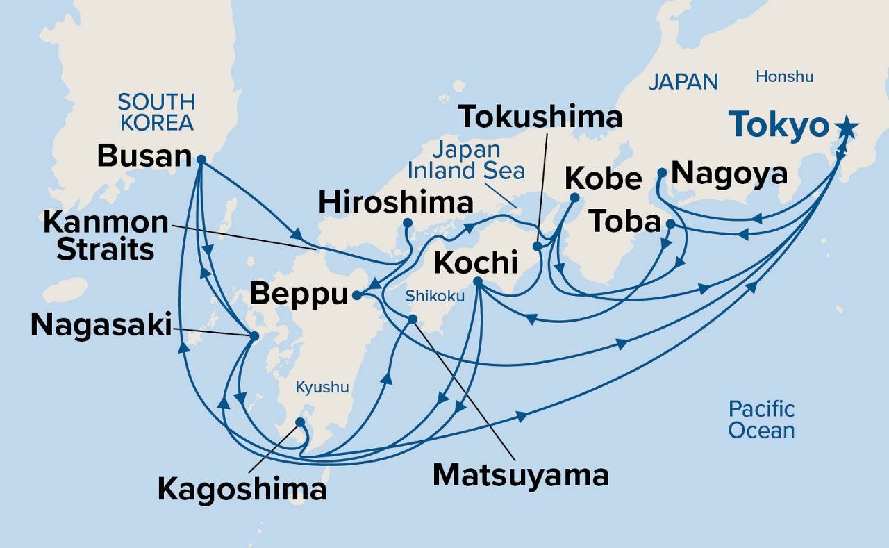 Grand Japan Cherry Blossoms — Itinerary Map