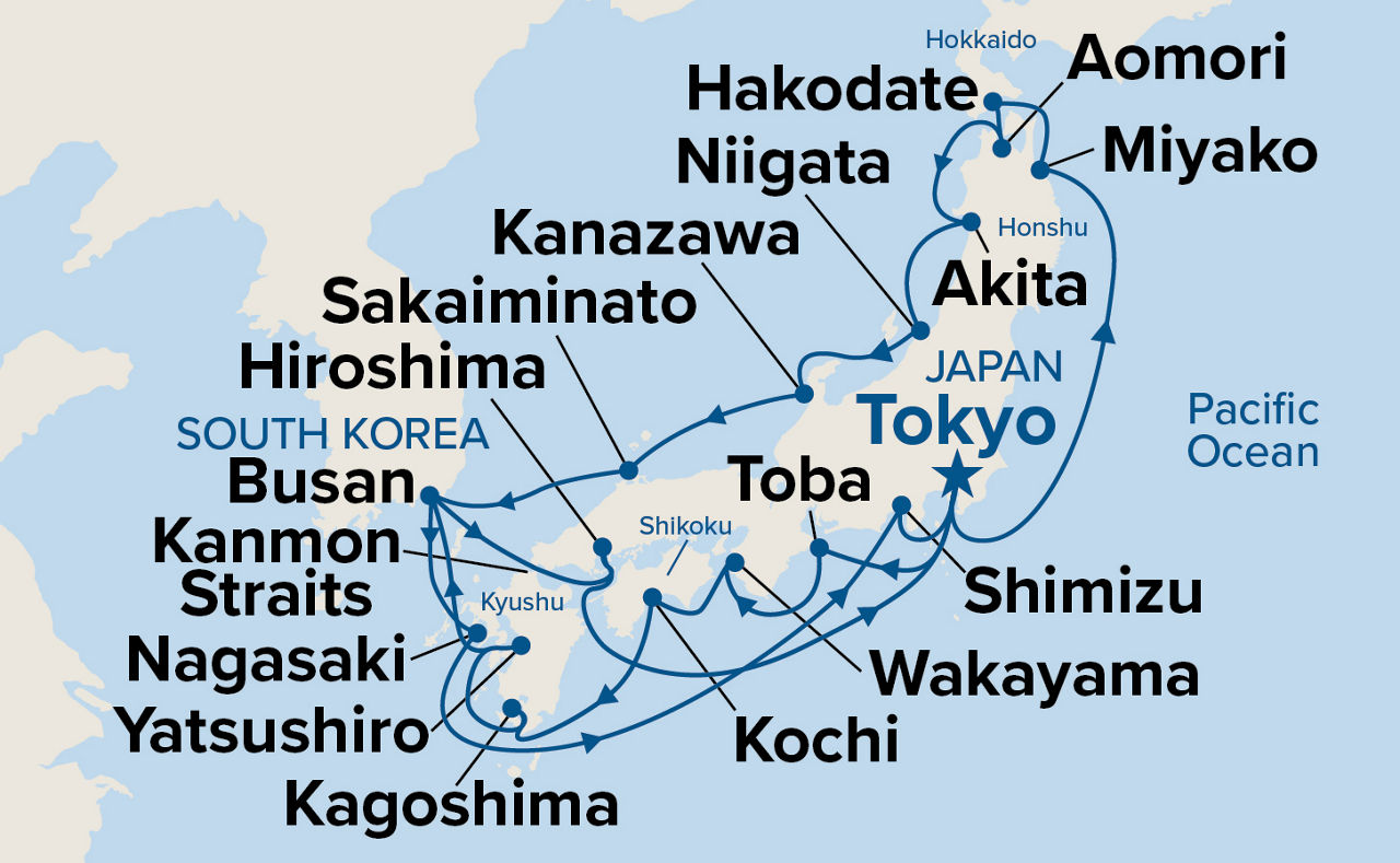 Grand Circle Japan Cherry Blossoms — Itinerary Map
