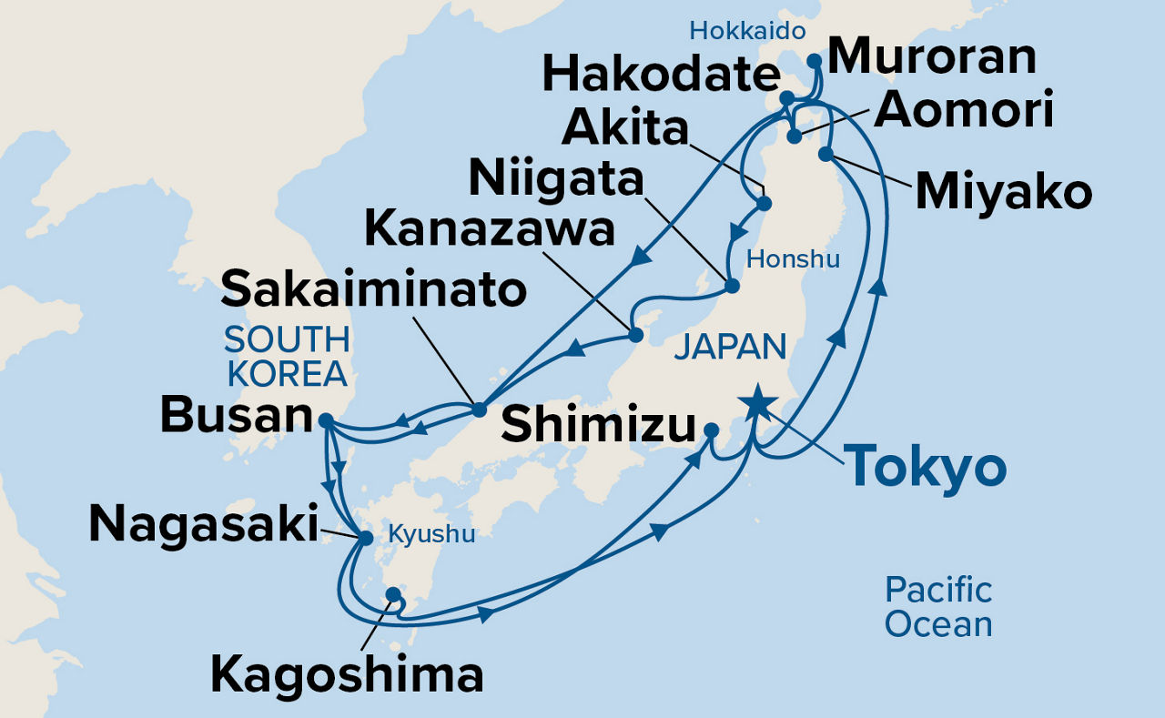 Grand Circle Japan Cherry Blossoms — Itinerary Map