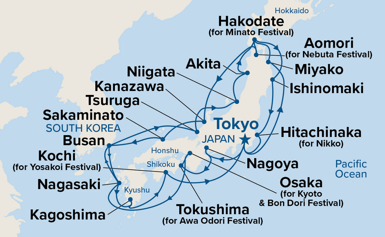 Grand Circle Japan with Summer Festivals — Itinerary Map