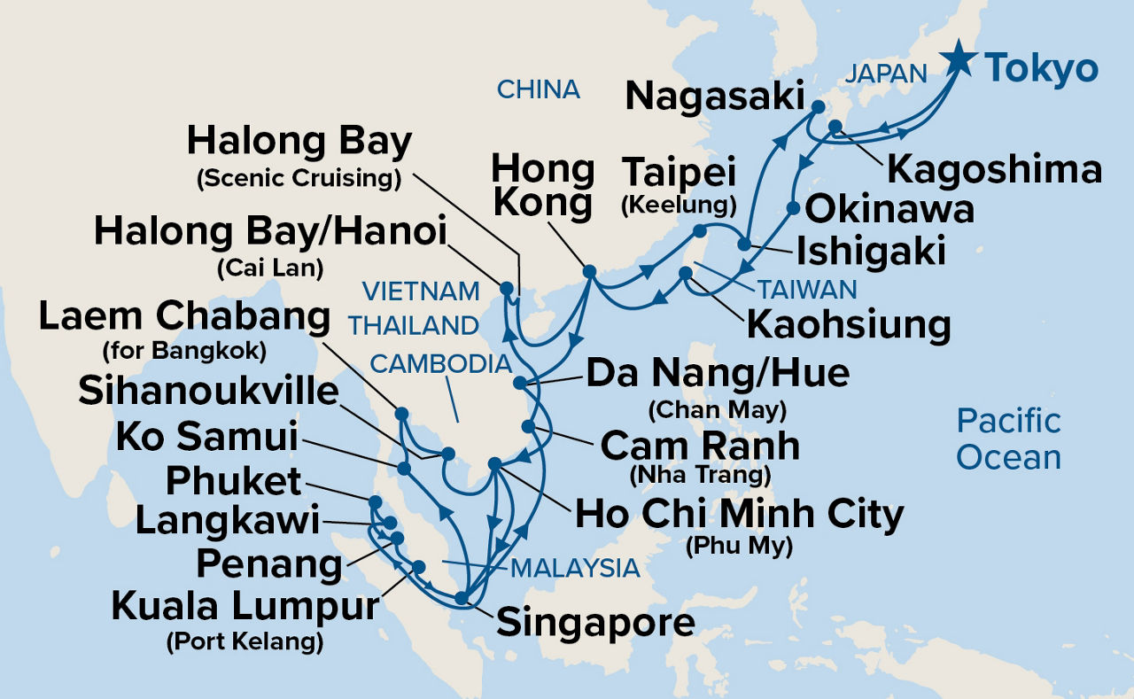 Japan & Southeast Asia Grand Adventure — Itinerary Map