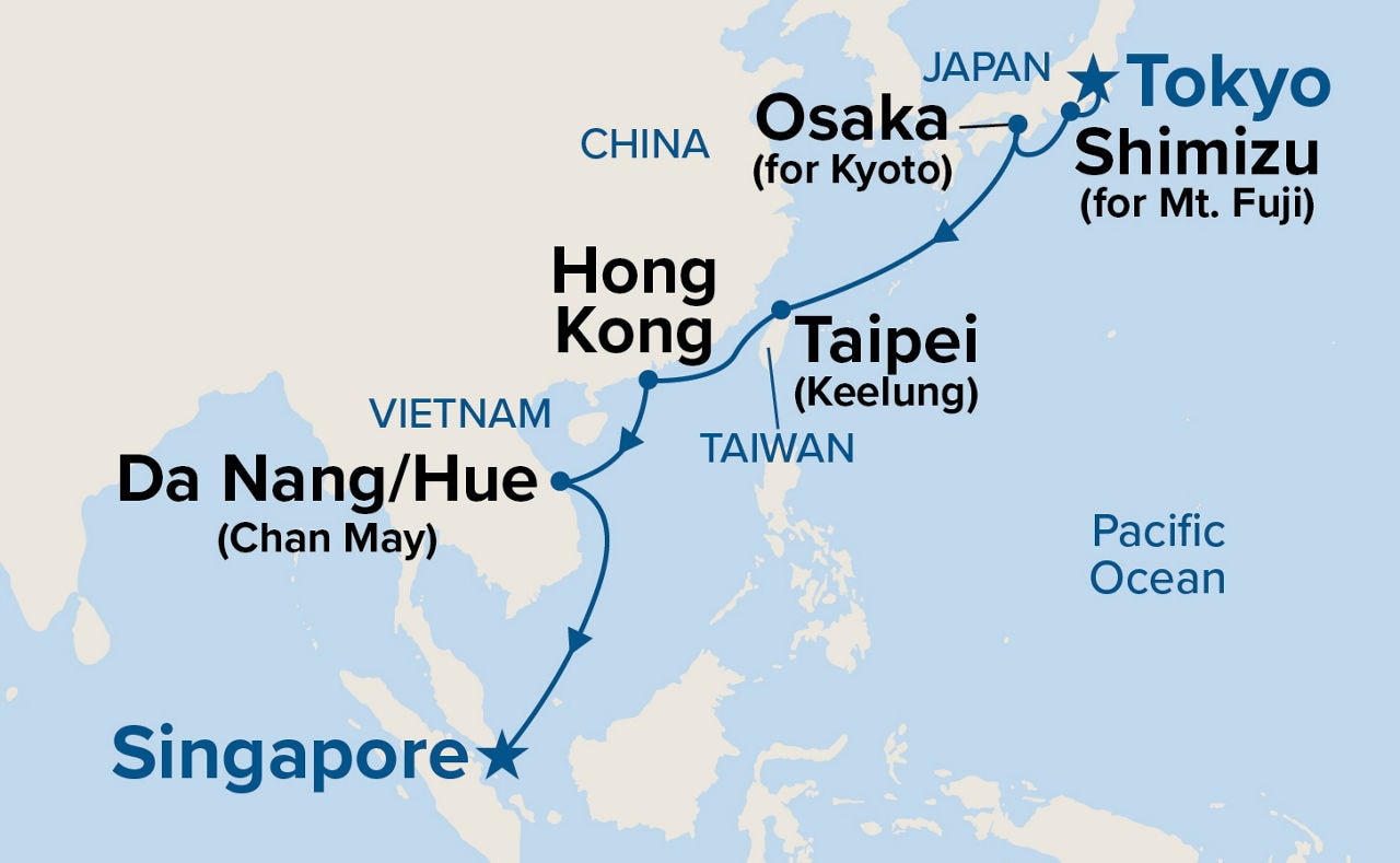 Southeast Asia & Japan — Itinerary Map