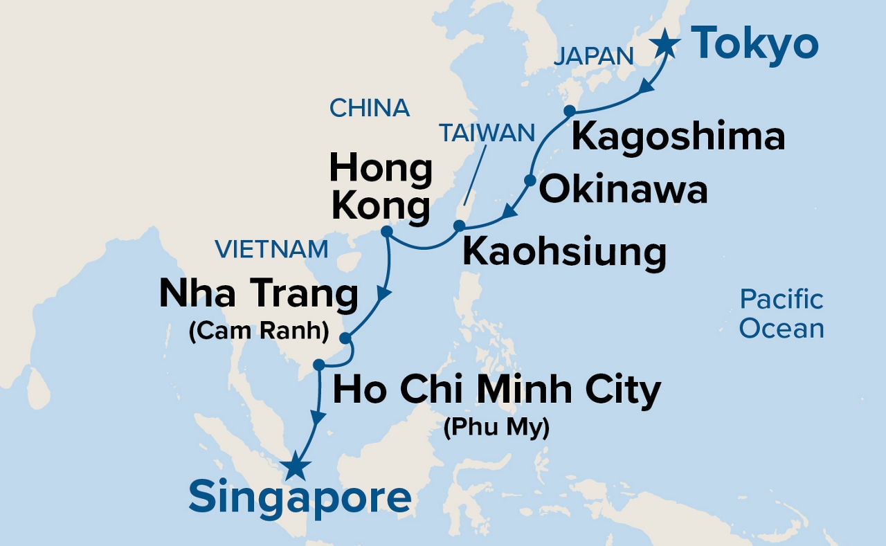 Southeast Asia & Japan — Itinerary Map