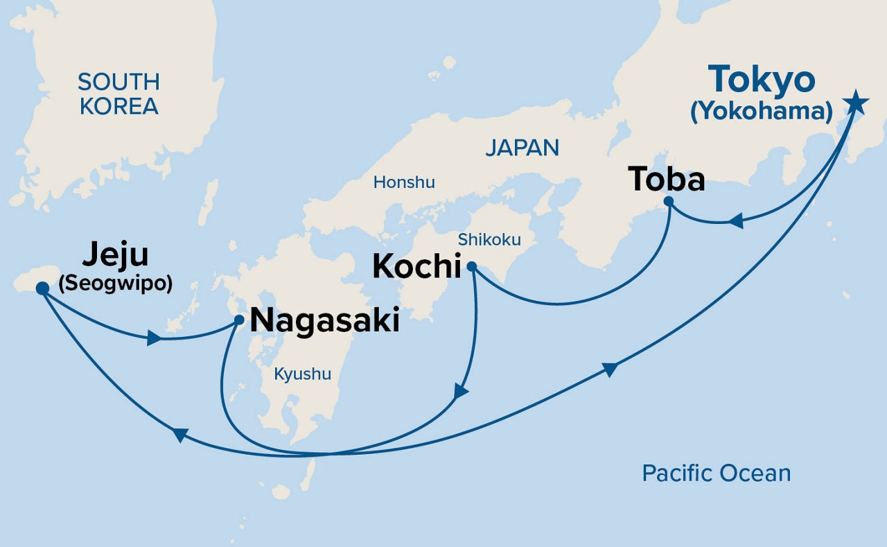 Japan & Korea — Itinerary Map