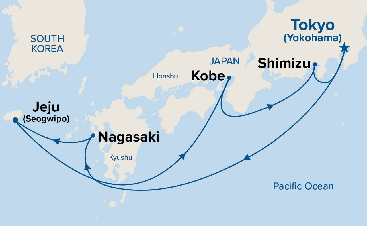 Japan & Korea — Itinerary Map