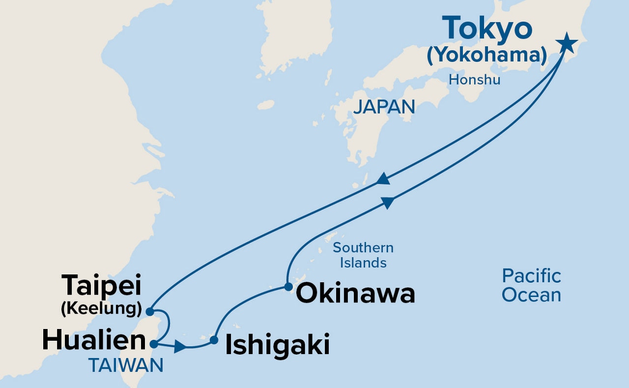 Okinawa & Taiwan — Itinerary Map