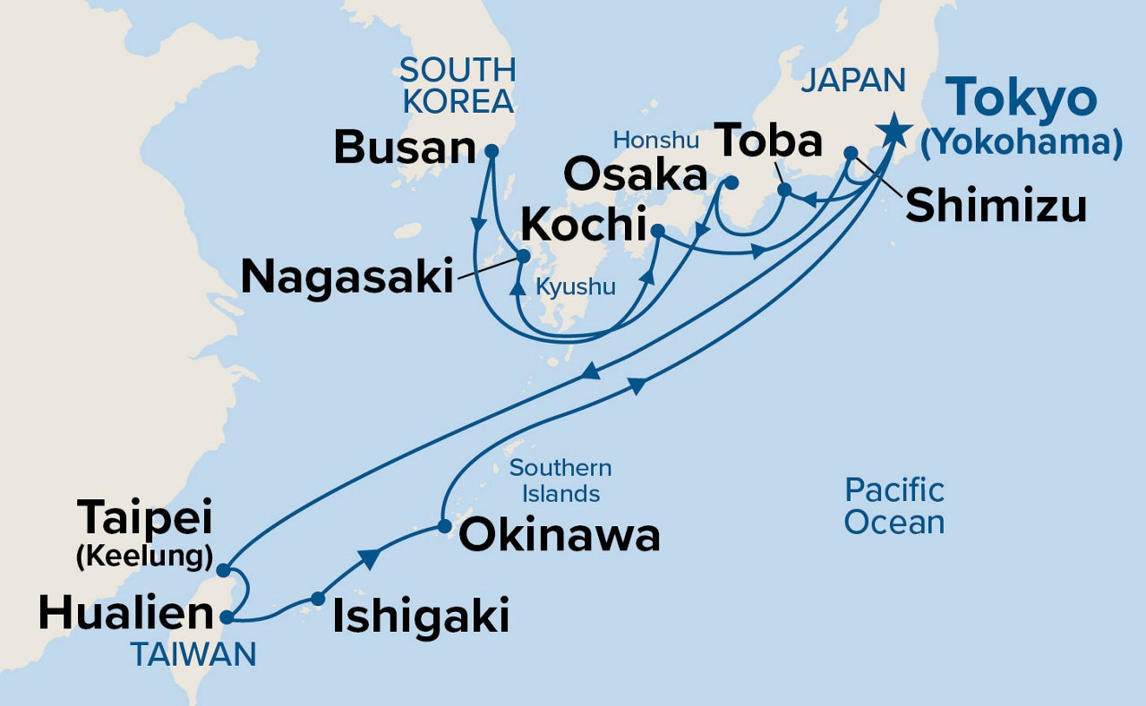Grand Japan with Okinawa & Taiwan — Itinerary Map