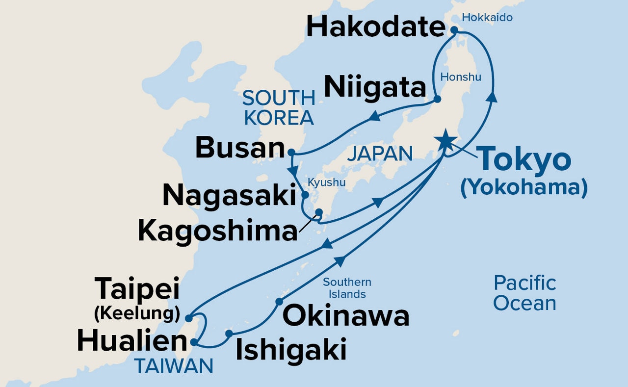 Grand Circle Japan with Okinawa & Taiwan — Itinerary Map
