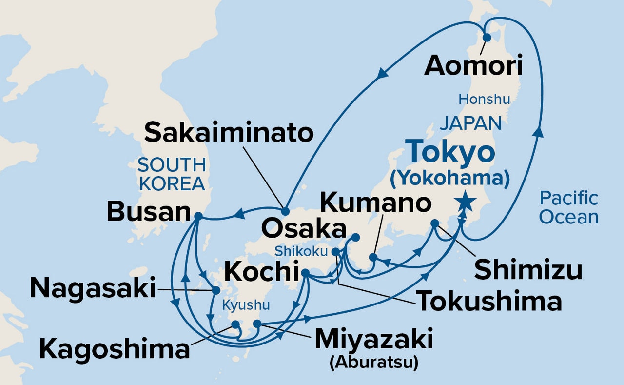 Grand Circle Japan with Nebuta & Summer Festivals — Itinerary Map