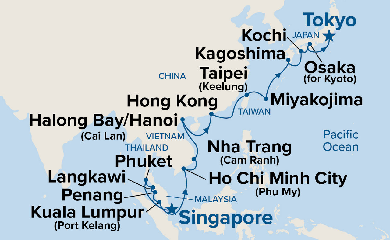 Southeast Asia & Japan — Itinerary Map