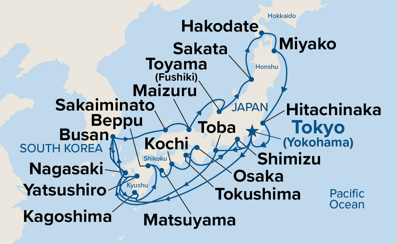 Grand Circle Japan Cherry Blossoms — Itinerary Map