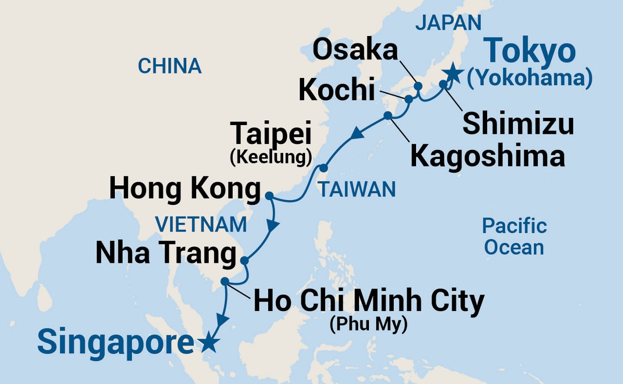 Southeast Asia & Japan — Itinerary Map