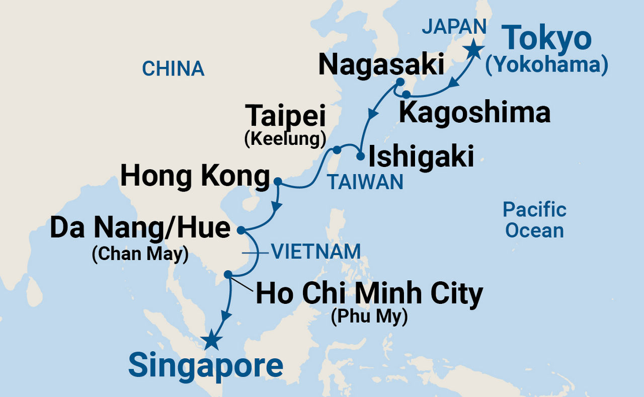 Southeast Asia & Japan — Itinerary Map